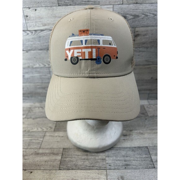 YETI Adventure Vehicle Volkswagen Microbus Trucker Hat Tan Mesh RARE NWOT